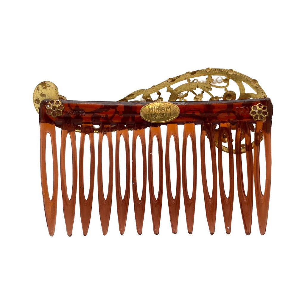 Miriam Haskell Gold Filigree Scroll Hair Comb - Somptuaire